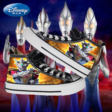 ℘迪士尼（Disney）泰迦奥特曼儿童高帮帆布鞋新款男童潮流印花手绘板鞋学生周边板鞋 橙色 内长16.5cm 25码