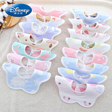 迪士尼官·方网同款（京选优品）婴儿口水巾夏季薄款 宝宝纯棉纱布花瓣小围嘴360度可旋转透气围兜 6层提花款【女宝花色随机】2条装 L