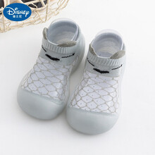 迪士尼品牌宝宝学步鞋软底防滑儿童袜子鞋地板鞋婴幼儿凉鞋夏季鞋子薄款小童 灰色 内长11.5cm18/19