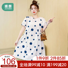 婧麒孕妇装连衣裙中长款韩版2021新款时尚宽松夏季网红时尚孕妈裙子纯棉 蓝色波点【不规则腰线】11647 M