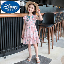 ℘迪士尼 (Disney)品牌女童碎花公主裙夏装2021新款洋气童装女孩背心裙子儿童雪纺连衣裙 粉色 110cm
