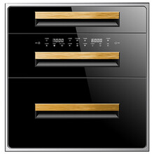 日本樱花嵌入式消毒柜家用120L大容量厨房变 频小型紫外线消毒碗柜三层智能触控大屏多重消毒（VIH） HE12金色变频款16大功能120升 三层带童锁