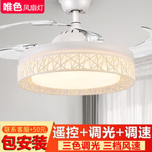 唯色风扇灯 隐形吊扇灯 北欧电扇灯现代简约 led家用个性时尚餐厅客厅卧室静音风扇吊灯 42寸普通遥控款 普通遥控+三色调光+三档风速
