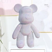 贴钻diy手工暴力熊材料包玩偶摆件粘钻熊玩具公仔七夕情人节礼物 果冻白(熊+材料包) 23cm