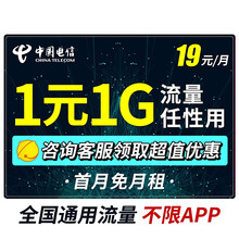 中国电信 电信流量卡 纯上网流量无限卡不限速手机卡电话卡全国通用4g大王卡 【星卡】19元30G定向流量+0.1元/分钟