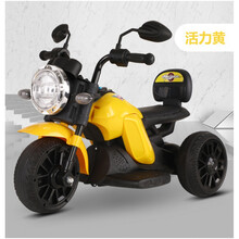 迪士尼儿童电动车小摩托车三轮车宝宝玩具车可坐人儿童车子遥控充电 活力黄 (1-3岁)