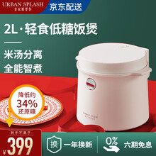 英国URBAN SPLASH低糖电饭煲 家用米汤分离减少淀粉电饭锅小 多功能智能预约养生电饭锅2升 白色限量版
