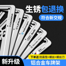 繁冠 车牌架边框汽车牌架框大众奔驰宝马奥迪托盘车牌托牌照框牌套架子 【现代】银色款/车牌框架-蓝牌专用