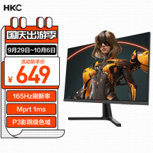 HKC 23.8英寸 165Hz电竞直面屏 兼容144Hz 1080p高清不闪屏  hdmi吃鸡游戏 台式液晶电脑显示器SG241
