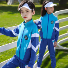 兔小倍倍 2022春秋季新款小学生班服园服儿童校服运动服套装 蓝色2件套 小孩100码