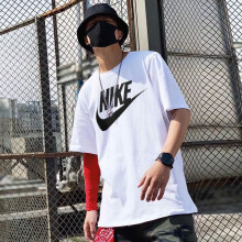 耐克（Nike）男装夏季新款时尚大钩子logo运动休闲圆领短袖T恤衫 AR5005-101白色 XL