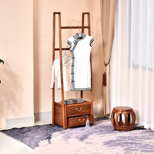 苏汀小镇红木家具非洲花梨（学名：刺猬紫檀）落地衣帽架实木挂衣架新中式带抽屉O 长56*宽41*坐高36(高182)cm