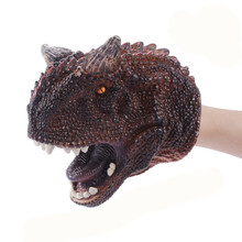 恐龙手偶手套玩具软胶三角霸王龙玩偶头鲨鱼指 牛龙手偶