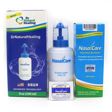 drnaturalhealing洗鼻器 进口NasalCare洗鼻盐成人过敏鼻炎鼻窦炎鼻部冲洗器 成人洗鼻壶240ml 配 100包盐
