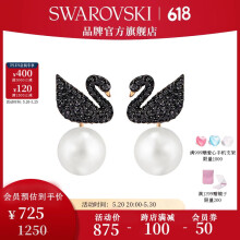 施华洛世奇（SWAROVSKI）520礼物 黑色天鹅  ICONIC SWAN 耳钉 5193949