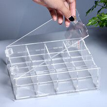 凌智亚克力开门式展示盒透明防尘盒动漫玩偶收纳盒格子陈列盒 四层20格(单格5*6*7cm) 白底
