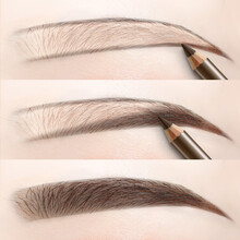 卡姿兰眉笔防水防汗持久不晕染不掉色男初学者铅笔式砍刀眉笔可削自然黑灰色 升级款 02深棕色 （送卷笔刀+画眉工具）