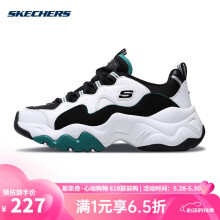 SKECHERS斯凯奇女鞋熊猫鞋复古增高老爹鞋女防滑休闲鞋运动鞋 12955/WGRN 白色/绿色 36