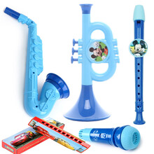 迪士尼宝宝玩具物理发声小喇叭笛子吉他儿童乐器口哨口琴麦克风萨克斯男女孩早教玩具 米奇笛子+喇叭+萨克斯+口琴+麦克风