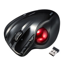 SANWA SUPPLY 人体工学有线/无线激光轨迹球鼠标 自动调整CPI 绘图鼠标 TB44/43 黑色无线