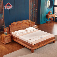 李景轩红木家具非洲花梨（学名：刺猬紫檀）床 实木床 双人大床婚床 莲花大床 1.8米古典明清床 莲花大床1.8米x2米