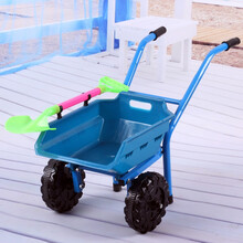 儿童沙滩宝宝玩具手推车加大加厚双轮单轮推土车小孩玩沙玩具 763双轮反斗小铁车蓝色
