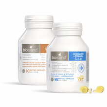 国际	佰澳朗德Bio island 澳洲进口 婴幼儿 宝宝 儿童 婴儿营养0-6个月 鳕鱼肝油 鱼油+乳钙套餐 各一瓶