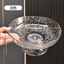 北杉（BEiSHAN）家用水果盘沥水创意果盆果斗轻奢高档客厅糖果瓜子盘塑料零食果碗 冰裂纹-描金边/高透白