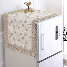 冰箱罩防尘罩冰箱帘双开门盖布盖巾遮盖防尘布单开门布家用 碧 玉 咖色 冰箱巾 60*140cm 单开门冰箱/滚筒洗衣机