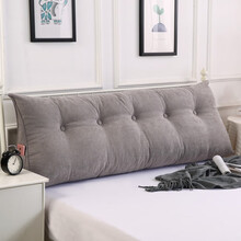 布拉塔 靠背 床头软包榻榻米加厚靠枕床上三角大床靠沙发背枕可拆洗背垫 韩国绒浅灰色 180*20*50cm