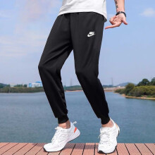 耐克（NIKE）男裤2025春季新款运动裤跑步训练健身裤子宽松卫裤舒适保暖长裤 FQ4331-010/黑色收口/针织透气 S