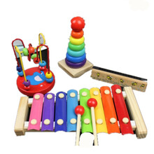 儿童启蒙早教女男孩子宝宝形状配对串珠积木玩具1-2-3-4周岁半 I.八音琴+口琴+彩虹塔+绕珠