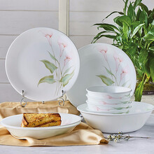 康宁餐具（CORELLE）玻璃餐具套装9件套城市百合系列碗碟盘套装家用 礼盒装