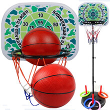 儿童篮球架室内篮球框户外3-4-12岁宝宝投篮健身男孩玩具投球架可升降调节高度多玩法 投篮+套圈功能0.8-2米