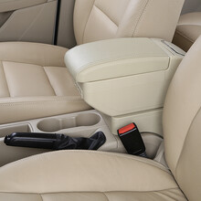 2010款北京现代瑞纳扶手箱原装瑞奕中央专用手扶箱汽车储物盒改装配件2011款2012款2016款 米色-9usb-伸缩-双层加厚型