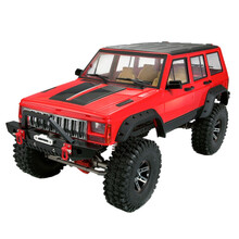 CNC全金属攀爬遥控车 SCX10攀爬车1/10四驱硬壳仿真JEEP吉普攀岩车313轴距遥控越野车 红色切诺基车壳 RTR标配版