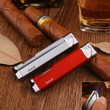 创意充气打火机防风超薄个性金属长条纤巧电子点烟器颜色随机发