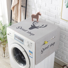 缤谷 布艺滚筒洗衣机罩防尘罩防水棉麻盖布单双开门冰箱盖巾 甜心鹿 55cm*135cm 加厚洗衣机冰箱通用盖布