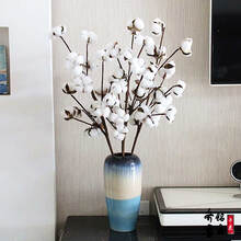 手工棉花 木棉花花束干花真花客厅装饰插花拍摄道具 原色棉花   一支二十花头