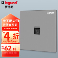 罗格朗（LEGRAND）开关插座电工电料逸景深砂银灰色86型面板墙面暗装电源插座 六类电脑插座
