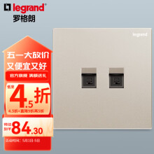 罗格朗（LEGRAND）开关插座面板仕典系列米兰金色 86型暗装墙壁电源套餐 两位电脑插座（六类）