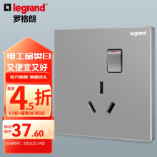 罗格朗（LEGRAND）开关插座电工电料逸景深砂银灰色86型面板墙面暗装电源插座 16A三孔带开关