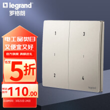 罗格朗（LEGRAND）开关面板 未莱IOT智能开关米家版无线遥控免布线 四位场景开关 粉铂金