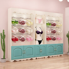 章鱼哥 产品展示架展示柜靠墙文胸架内裤架铁艺内衣店货架 白色柜+珍珠蓝色柜门 道具柜长60*宽30*高210