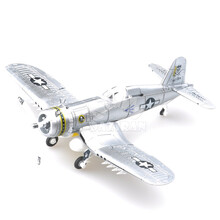 正版4D拼装1/48二战飞机模型BF109海盗喷火战斗机玩具军事风摆件 银色 海盗