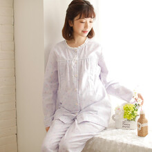 添茜月子服春秋纯棉产前产后哺乳睡衣宽松喂奶家居服套装9053 紫色印花（秋款） M码(产后95-125斤)