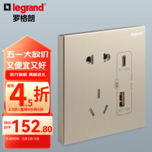 罗格朗（LEGRAND）开关插座面板仕典系列米兰金色 86型暗装墙壁电源套餐 Type A+C 快充插座