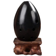 八孔古埙初学者入门演奏陨七星吹奏乐器学生梨形勋手工黑陶埙 素色款【不含底座】