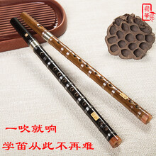 永华竖笛6孔竖吹扁嘴葫芦笛子乐器成人学生初学苦竹笛直笛零基础 黑色 F+配件