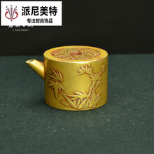 古玩铜器文房收藏桌面摆件铜砚滴高浮雕纯铜山鬼杀图案复古鎏金